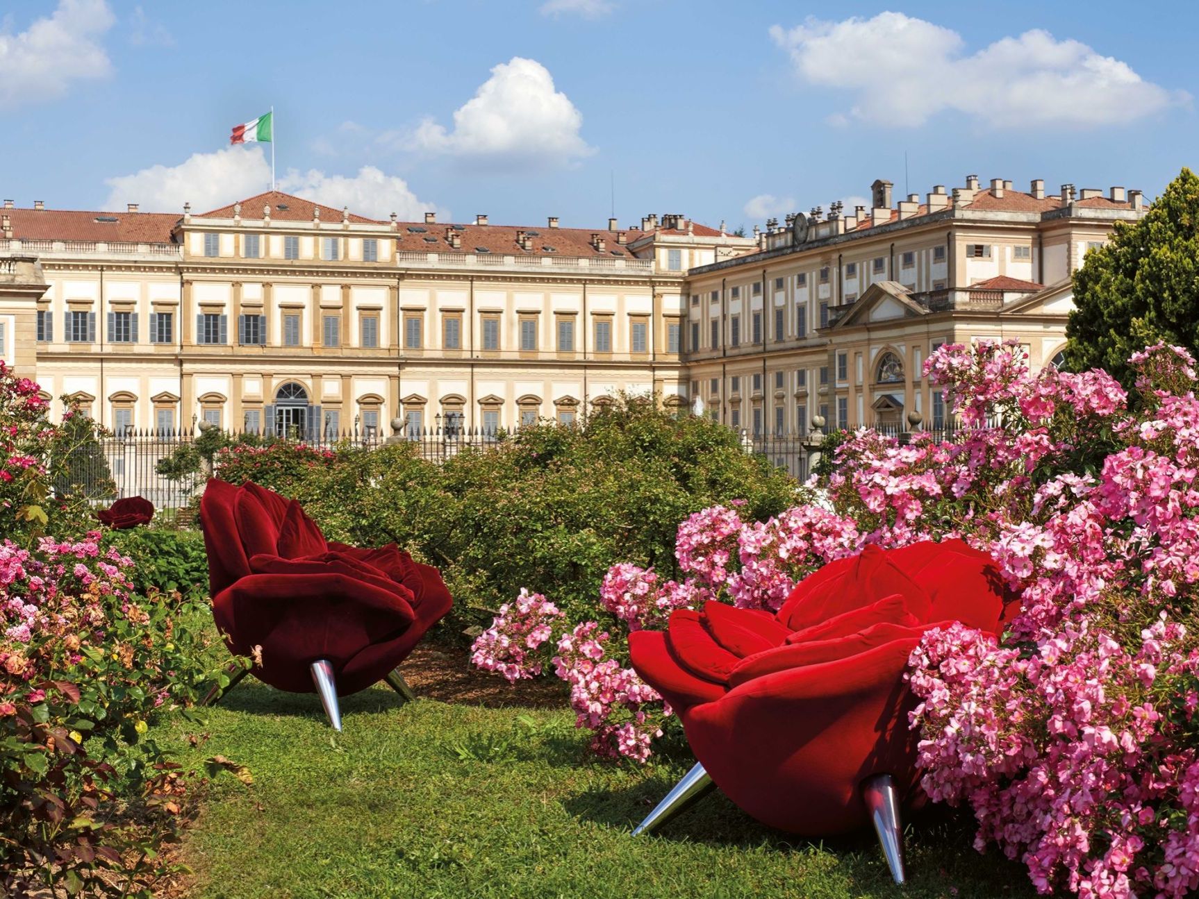Rose Chair. The armchairs flower among four thousand varieties of rose in the Avancorte opposite the Orangery.
