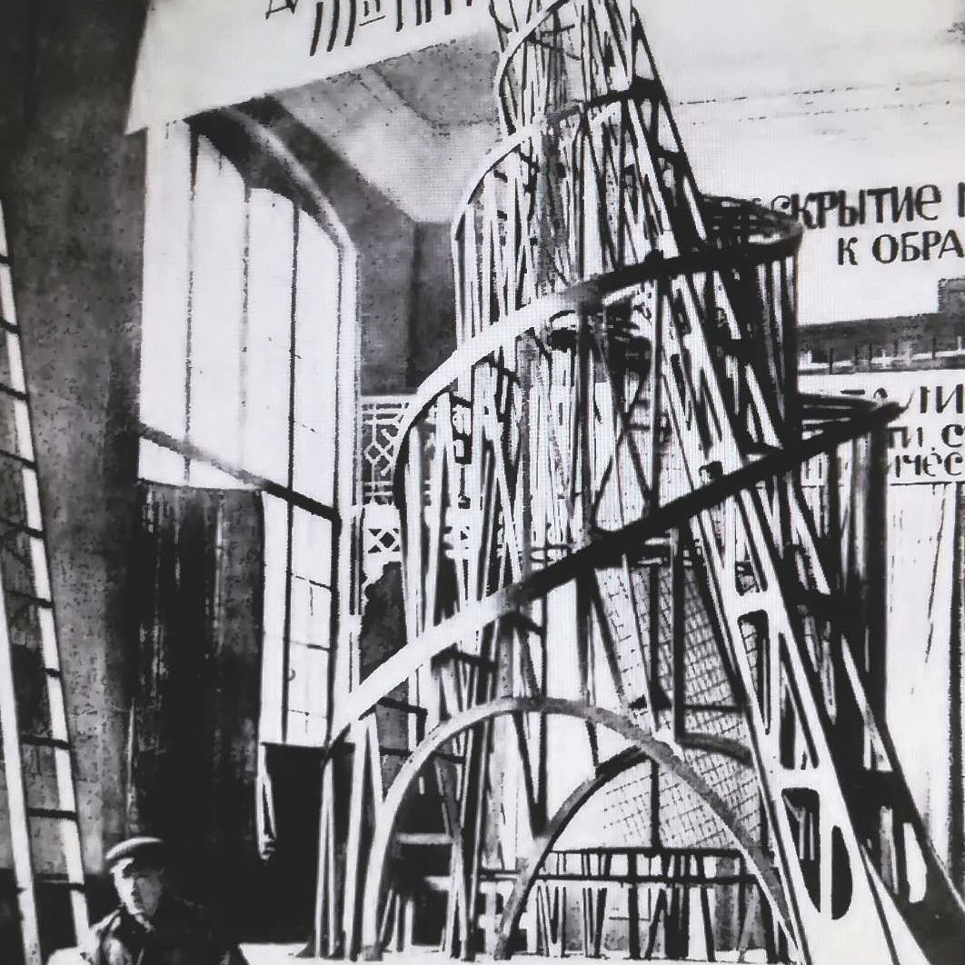  Vladimir Tatlin and a model of his Monument to the Third International, Moscow, 1920 