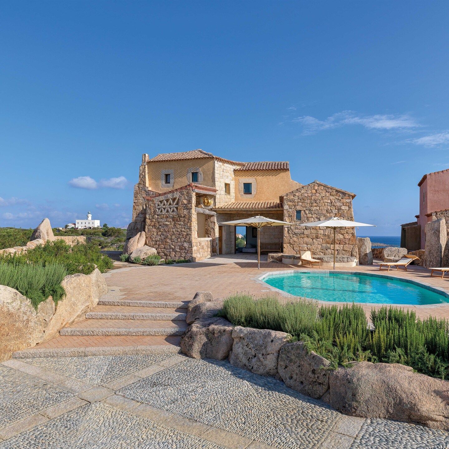  The villa designed as habitable sculpture by architect Savin Couëlle on the Costa Smeralda. 