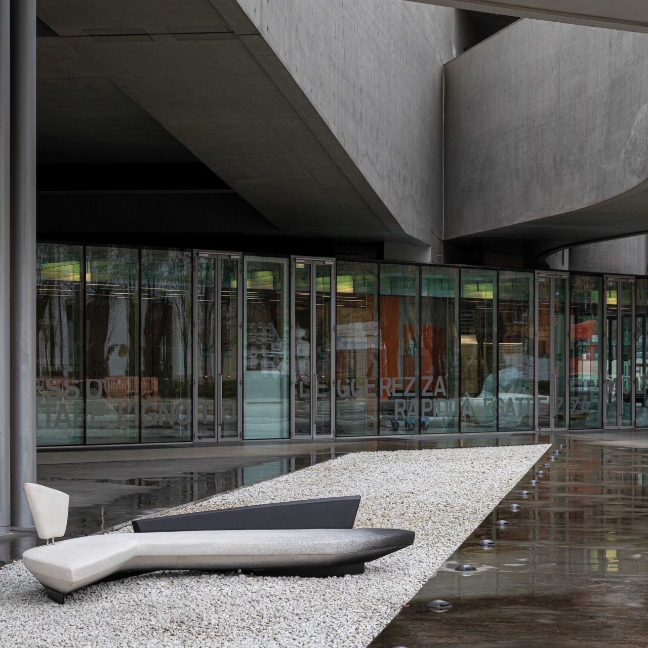  Red. The Zaha Hadid sofa for Edra photographed inside Maxxi. 