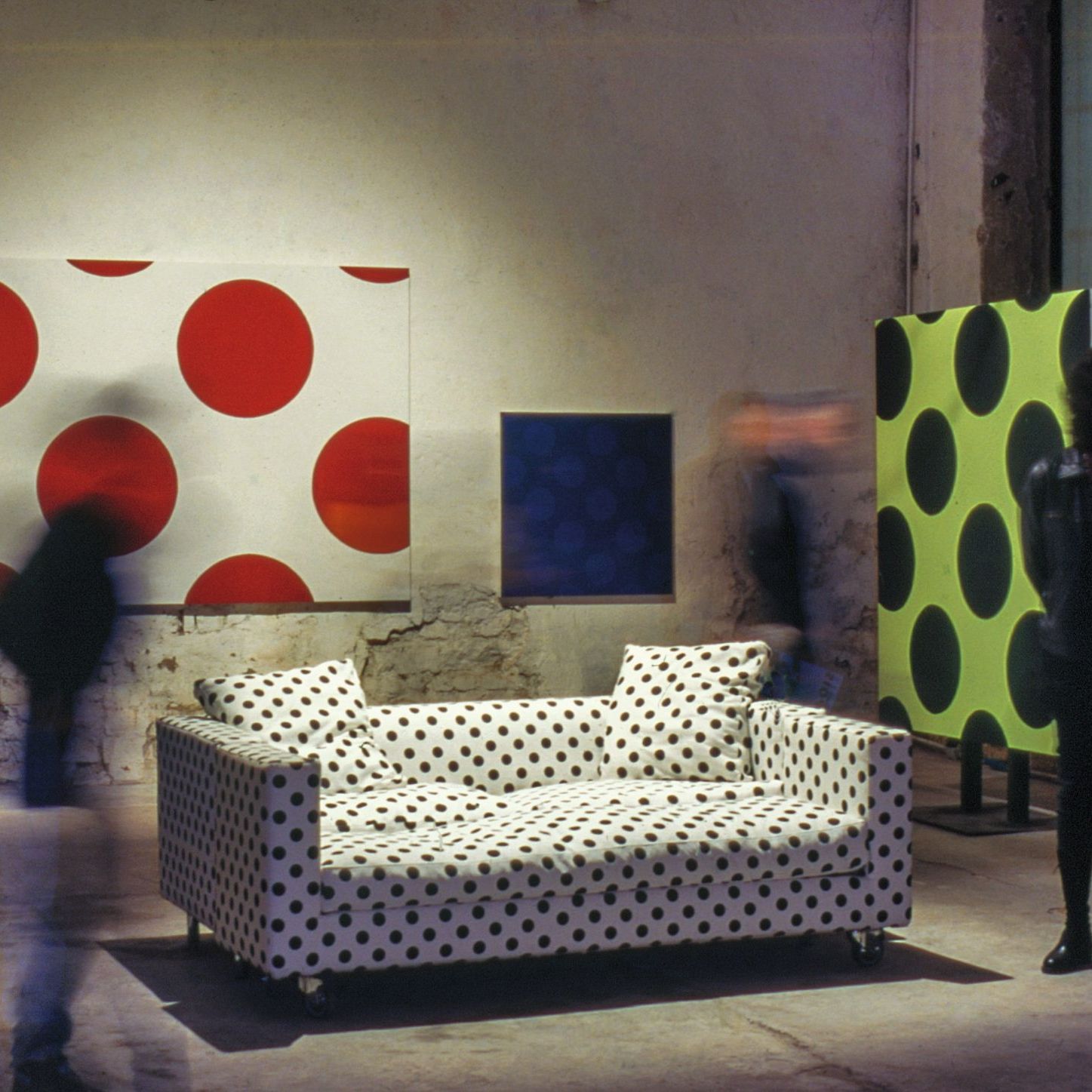 The polka dot designed by Massimo Morozzi for Edra in a Milanese gallery in 1995.