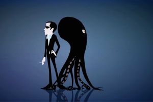 Roberto Prual Reavis and Philippe Arnaud Agent realize the illustration of Jacopo Foggini and his friend Polypus, for a video installation at the Milan Triennale. 