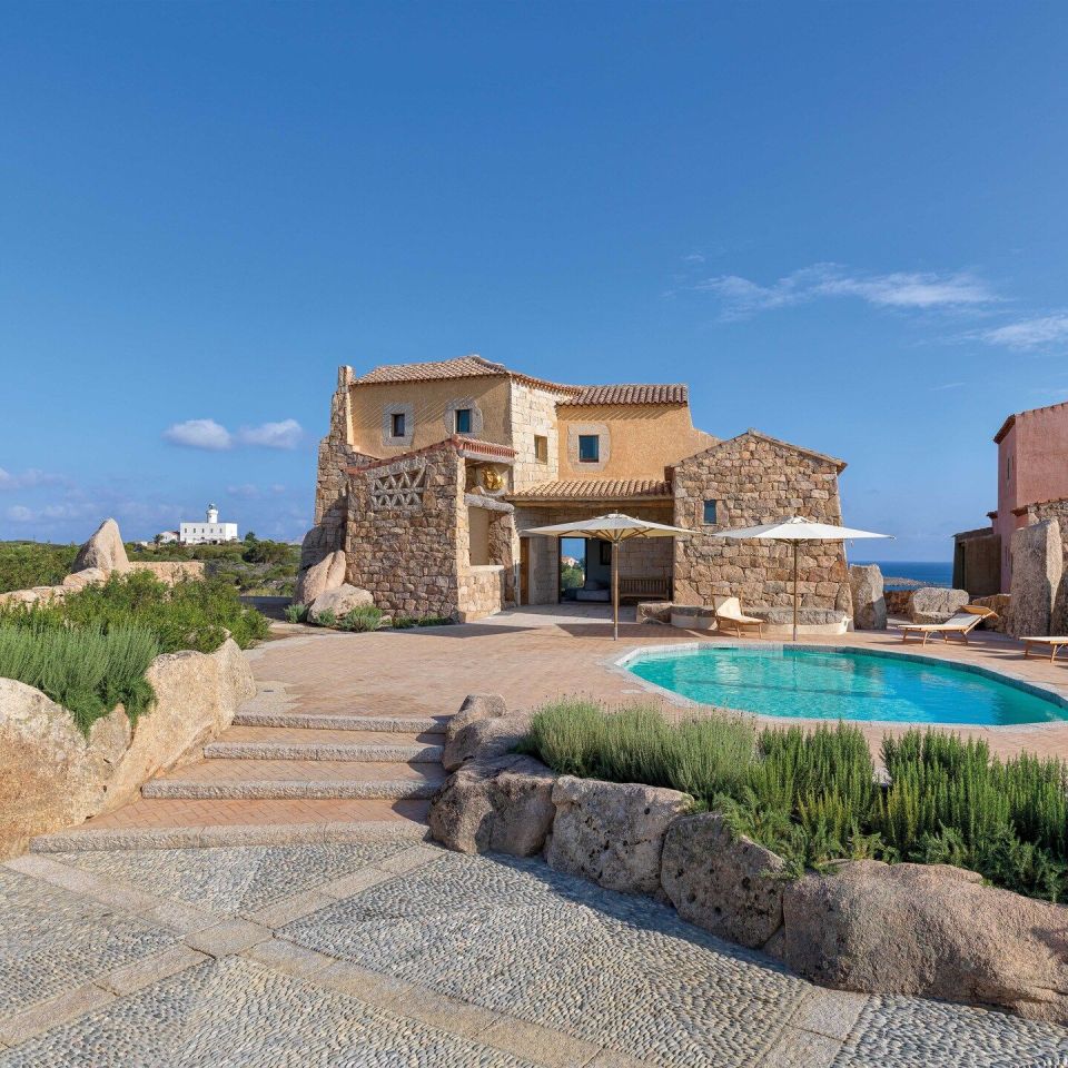  The villa designed as habitable sculpture by architect Savin Couëlle on the Costa Smeralda. 